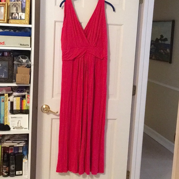 EUC,IMAN,1XP,Cotton,RED,step in design,gathered waist,sleeveless,maxi dress - Picture 2 of 9